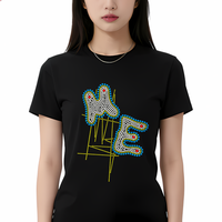 Transfert de strass personnalisé « Self Love » à thermocoller pour T-shirts