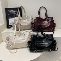 Sac fourre-tout en PU pour femme style motard Niche, nouveau modèle tendance grande capacité avec plusieurs poches, sac à bandoulière/porté croisé