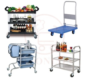 Chariot de service manuel en plastique pour équipement de cuisine d'hôtel, certifié PP LFGB, capacité 30-50 kg, épaisseur 5 mm, OEM - Product Image 3