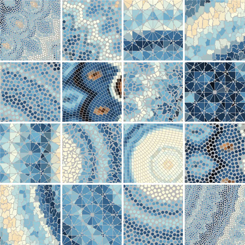 3D Inkjet Classic Roman Design Mix Blaues Keramik glas Material Mosaik für Backs plash Fliesen