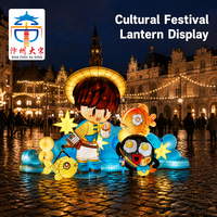 Lanterne géante en soie personnalisée pour l'extérieur, lanterne de garçon de dessin animé, fabriquée à la main, lumière LED pour festival chinois, pour parc à thème