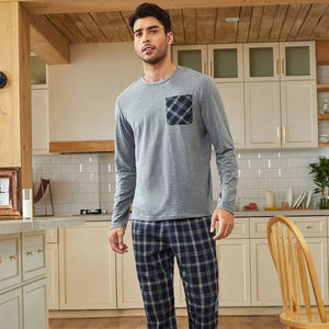 مخصص للرجال أبي الأولاد مطابقة منقوشة منامة الخيزران طويلة الأكمام بيجامات القطن الناعم مجموعة - Product Image 2