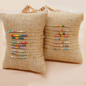 일본 수입 미유키 비즈 팔찌 레인보우 컬러 모스 코드 고급 보석 팔찌 여자 - Product Image 1