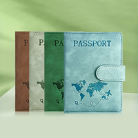 Funda de Pasaporte de Cuero PU con Diseño de Mapa, Personalizada, Económica y de Diseño Simple