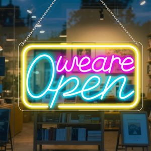 Enseigne néon en acrylique « Nous sommes ouverts » avec LED dimmable, enseigne publicitaire pour café, restaurant, boutique, magasin de détail, décoration - Product Image 5