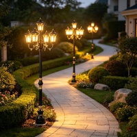 Lampadaires LED de jardin extérieurs personnalisés en usine, grande taille, style européen classique, en aluminium, IP65, éclairage paysager
