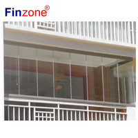 Adaptable Space With Balcony Glazing System As Frameless Window Moving Glass Wall
