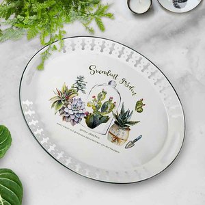 Kim loại hình bầu dục thực phẩm khay món ăn thực phẩm giá phong cách Bắc Âu bóng patoral hoa mô hình trang trí centrepiece container Đóng Gói/giftpack - Product Image 2