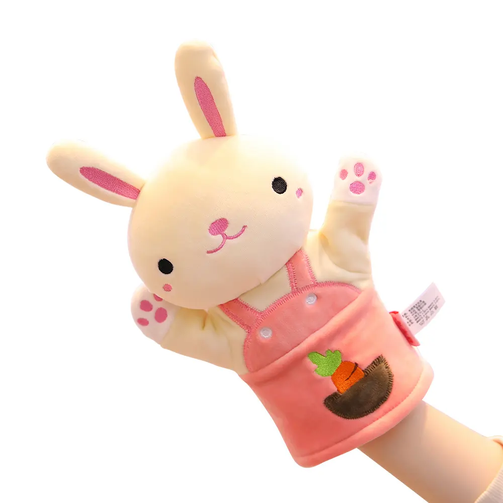 Marionetas de mano para bebés al por mayor, marionetas de mano de animales de peluche, conejo suave de 24cm de calidad superior para niños