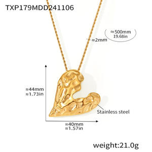 Conjunto Elegante de Collar y Aretes con Forma de Corazón Irregular de la Era Dorada de Insignia, Acero Inoxidable con Recubrimiento PVD, Oro Real, Regalo - Product Image 5