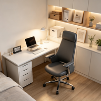 Chaise de bureau de direction en cuir gris, réglable, ergonomique et luxueuse, pour ordinateur et conférence