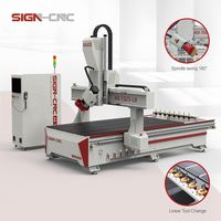 Machine de fraisage CNC 4 axes pour le travail du bois A8-1325-L8 pour la découpe de biseaux de serrures de porte, le fraisage latéral avec broche oscillante à 180°