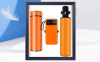 Haute qualité 3 en 1 fiole à vide masseur de cou batterie externe avec support de téléphone affaires de luxe bienvenue coopérer coffret cadeau