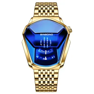 BINBOND 01 SH01, <span class=keywords><strong>reloj</strong></span> De lujo con banda De acero para hombre, relojes De cuarzo informales a la moda, <span class=keywords><strong>Reloj</strong></span> De Lujo dorado clásico para hombre, <span class=keywords><strong>reloj</strong></span> De pulsera para hombre - Product Image 1
