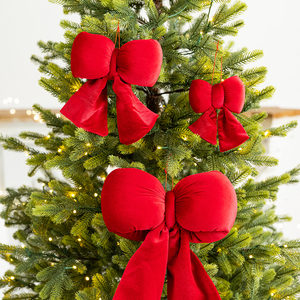 Red Korean Velvet <b>Christmas</b> Bows Set - 3 Sizes Plush Stuffed Fabric Bows for <b>Christmas</b> <b>Tree</b>, Wreath & Home Decor - Product Image 2