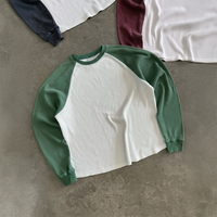 Nouveaux T-shirts Oversize Unisexe Streetwear Personnalisables à Échantillonnage Rapide, T-shirt Thermique à Manches Longues en Tissu Gaufré pour Homme avec Logo Personnalisé