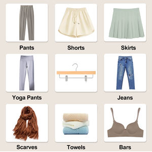 Multi-Color Wooden Pants <strong>Hangers</strong> with Clips Non-Slip Skirt <strong>Hangers</strong> for Jeans, Trousers &amp; Dresses - Product Image 6