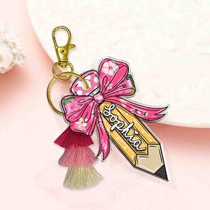 Bow Bowknot trở lại trường học trẻ em Quà Tặng ba lô bút chì Keychain ngày đầu tiên của trường tùy chỉnh Keychain Móc chìa khóa - Product Image 3