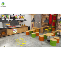 Ensemble de meubles à panneaux en bois pour magasins de thé à bulles et cafés Sièges de table à manger et comptoir de bar Design pour hôtels et centres commerciaux