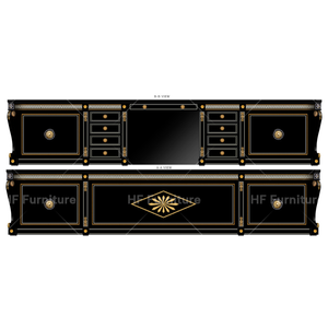 Scrivania Direzionale in Legno Massello di Alta Qualità, Stile Neoclassico Europeo, Nero Lucido con Foglia d'Oro, per Ufficio CEO e Hotel 5 Stelle - Product Image 3