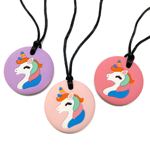 Nouveaux colliers à mâcher en silicone licorne de dessin animé pour l'autisme, le TDAH, l'anxiété, la stimulation orale et la dentition - Product Image 3
