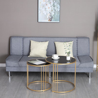 Ensemble de 2 tables de nidification rondes en métal avec verre pour salon, chambre à coucher, balcon et cour