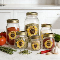Pot en verre pour le stockage des aliments, confiture, miel, pot Mason, 4 oz, 8 oz, 12 oz, 16 oz, 32 oz, pot d'emballage avec couvercle métallique séparé