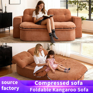 Sofá <span class=keywords><strong>Canguro</strong></span> Plegable de Dos Plazas en Forma de U, Relleno de Esponja y Forrado en Franela (Sin Estructura) para Sala de Estar - Product Image 4