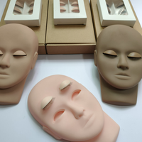 Nouvelle tête de mannequin en silicone avec paupière remplaçable pour débutant, entraînement à l'extension des cils, tête plate