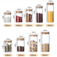 Stoples Penyimpanan Kaca Kedap Udara Kaca Borosilikat Tinggi dengan Tutup Bambu 100Ml-1000Ml