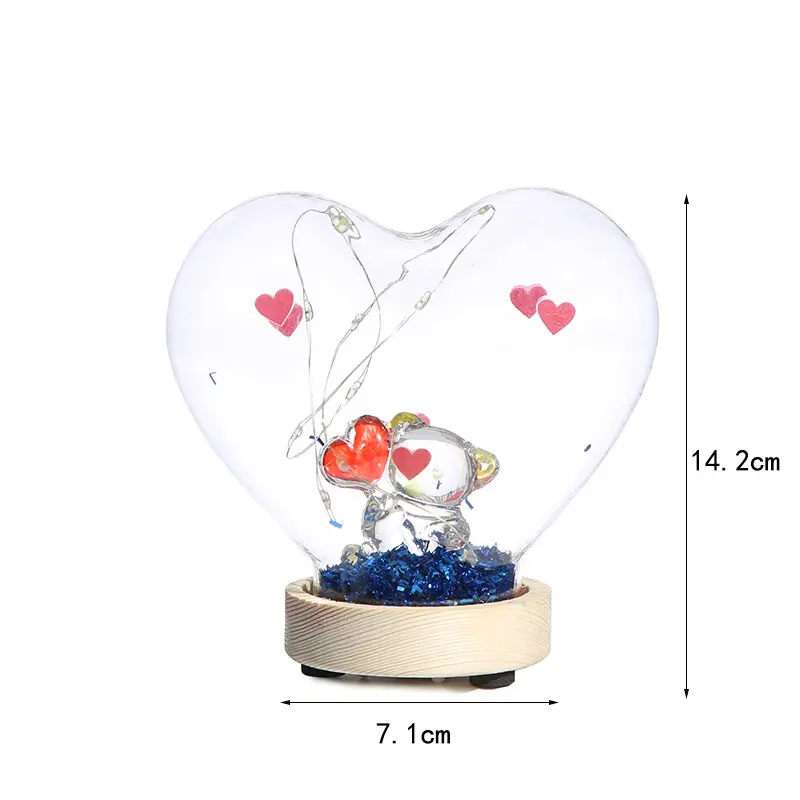 Venta directa de fábrica Día de San Valentín cumpleaños flor artificial, amor oso de peluche acrílico LED luz ambiental Mesa decoración regalo