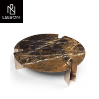 Table basse ronde moderne de luxe en marbre avec pieds en acier inoxydable, vente en gros d'usine