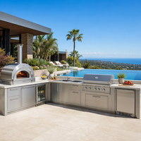 Meubles de cuisine extérieurs modulaires sur mesure en acier inoxydable, îlot de cuisine BBQ pour villa, patio, jardin, usine OEM