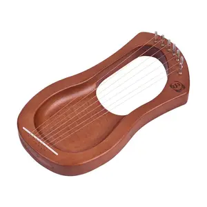 walter.t lira harp Suppliers-Walter.t 7-Corda De Madeira Lira Harp Cordas De Metal Instrumento de Cordas de Madeira Maciça de Mogno com Carry Bag WH04