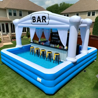 Bar de piscine gonflable avec sièges-canapés et toit pare-soleil, bar flottant gonflable pour adultes, fête au bord de la piscine