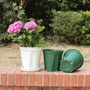4至10英寸塑料花盆容器圆形塑料花盆，带托盘控根盆，用于植物种子苗圃