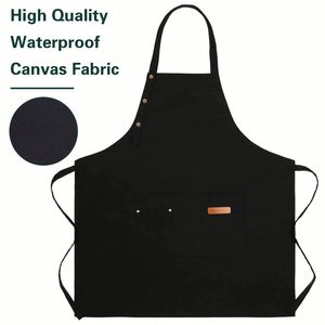 Delantales de Cocina de Lona Impermeables con Logotipo Personalizado, con Bolsillos Grandes y Correas Ajustables con Hebilla para Mujeres y Hombres, Delantal de Chef para Hornear - Product Image 6