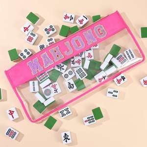 <b>Large</b> Capacity PVC Transparent Waterproof Storage Cosmetic <b>Bag</b> Embroidered Mahjong Zipper <b>Gift</b> <b>Bag</b> Cosmetics Case - Product Image 2