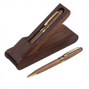 Coffret de stylo en noyer noir unique, coffret de rangement pour stylo en bois, design en spirale, emballage en boîte, cadeau d'affaires - Product Image 1