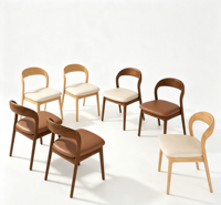 Fauteuil rembourré moderne avec structure en bois massif, assise et dossier rembourrés, chaise d'appoint ergonomique pour salle à manger, salon, bureau, café