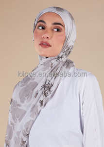 Hijab personnalisé à imprimé dégradé, petit motif floral pour femmes, quantité minimale de commande bas, associé à un sous-capuchon, adapté à la commande personnelle et en gros - Product Image 5