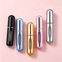 Atomiseur de parfum de voyage en aluminium de 5 ml, flacon pulvérisateur miniature rechargeable, brume fine, récipient cosmétique en métal