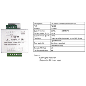 Rgbw <span class=keywords><strong>LED</strong></span> khuếch đại công suất Bán hàng nóng 12V 24V một trường hợp nhôm tín hiệu <span class=keywords><strong>Repeater</strong></span> cho dải - Product Image 4