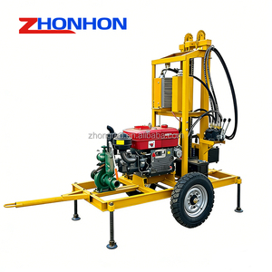 Plataforma de Perforación Rotatoria de 100 m de Profundidad con Motor Diésel de 22 HP, Diámetro de Perforación de 100-300 mm, Máquina Perforadora de Pozos de Agua Montada sobre Ruedas Pequeñas - Product Image 4