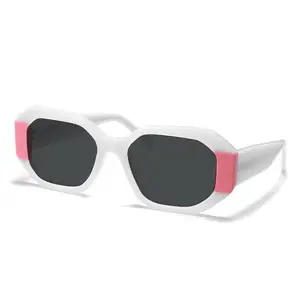 친애하는 OEM 하이 퀄리티 복고풍 핑크 흰색 각 선글라스 사용자 정의 로고 두꺼운 편광 아세테이트 선글라스 남성 여성