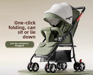 Cochecito de Bebé Ligero Plegable de 4 Ruedas con Plegado de un Clic, Reclinable en Posición Sentada y Acostada, Sistema de Viaje para Niños de 0 a 3 Años - Product Image 4