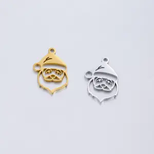 DIY CUSTOM Jewelry Finding Making Accessories Stainless Steel Father Christmas Santa Claus Shape Charm Pendant For Necklace