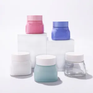 New fashion practical 50g customized color cosmetic ceramic jar packing with plastic cap for face cream and eye cream for sale