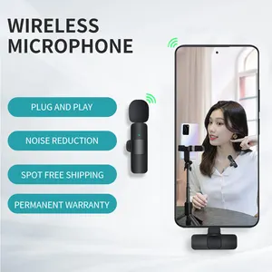 New 1 Drag 2 Microphone Lavalier 2.4GHz 2 In 1 Portable Mini Microphone Wireless Recording Micro Tie