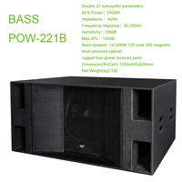 Double subwoofer 21 pouces 2400W crête 8000W prix d'usine à haut taux de puissance